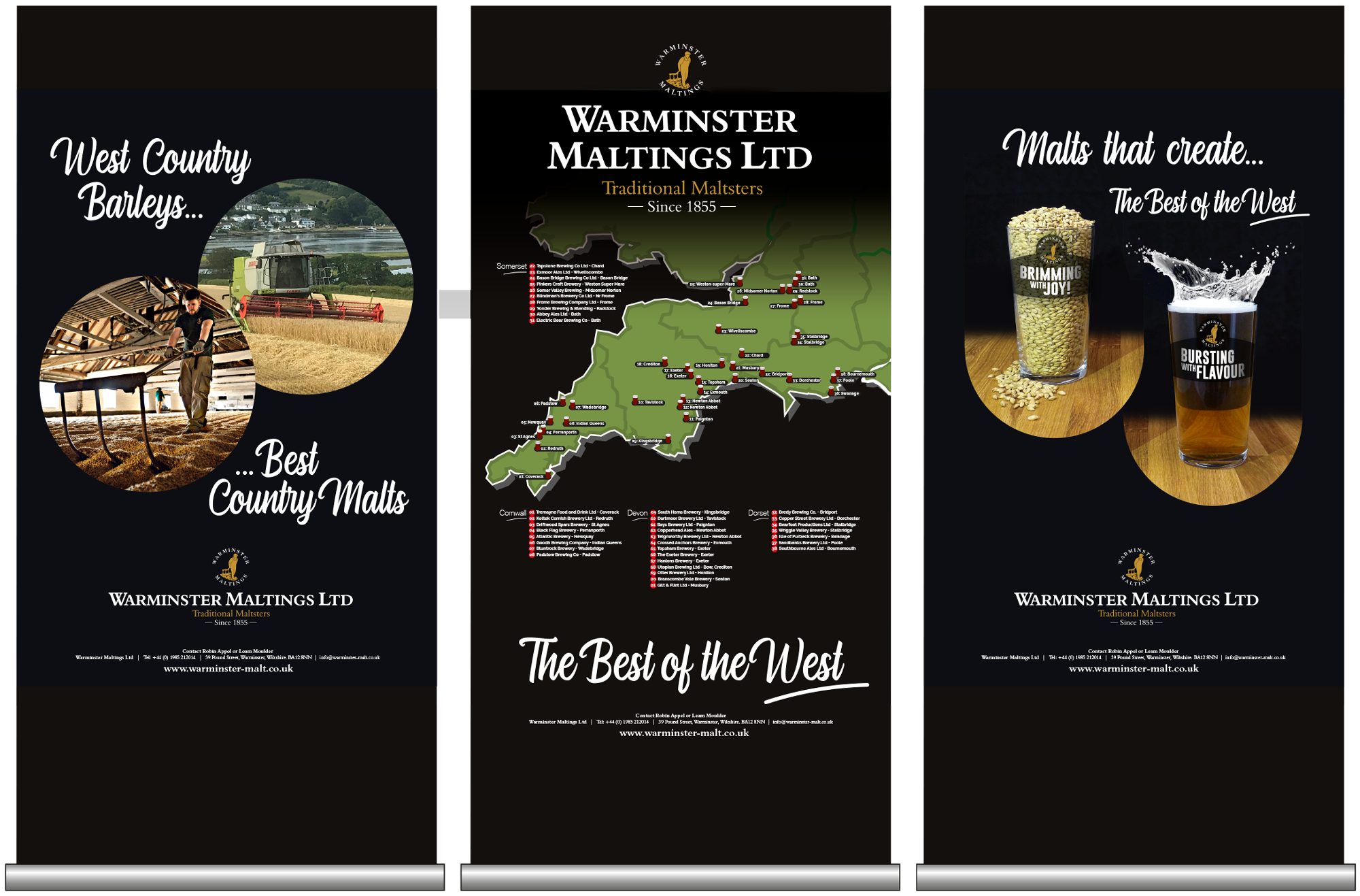 Warminster Maltings Exhibition Panels designed by Juice Factory Design